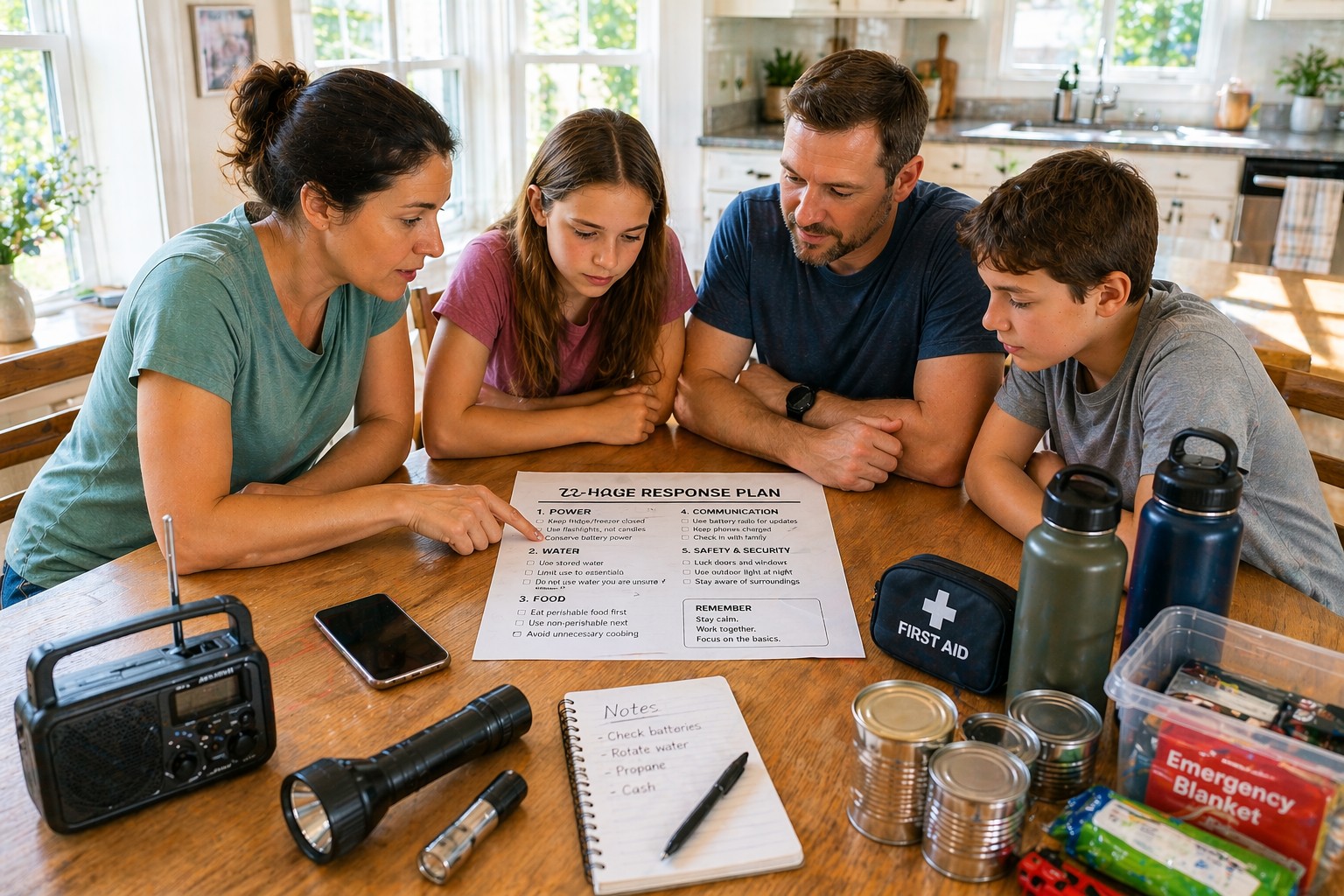 household outage response planning with emergency supplies and checklist