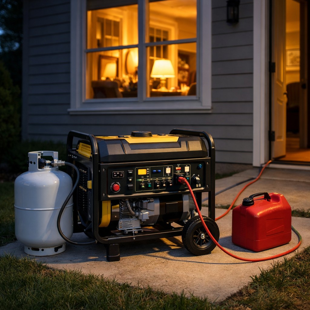 Dual-Fuel Generator Providing Backup Power to a Home