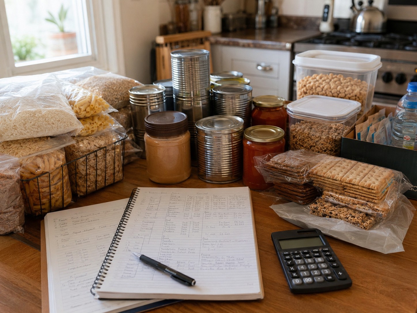 Calculate emergency food quantities with household meal planning and shelf-stable foods